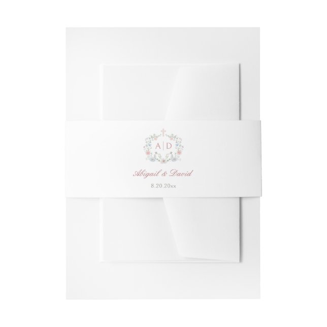 Bandeau De Faire-part Cadre floral Monogrammes Mariages religieux (Devant example)