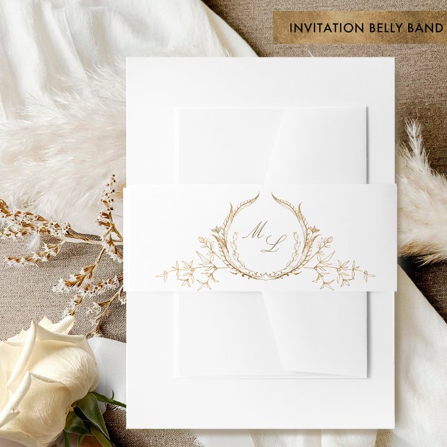 Bandeau De Faire-part Calligraphie de Monogramme de Mariage blanc et or (Créateur téléchargé)