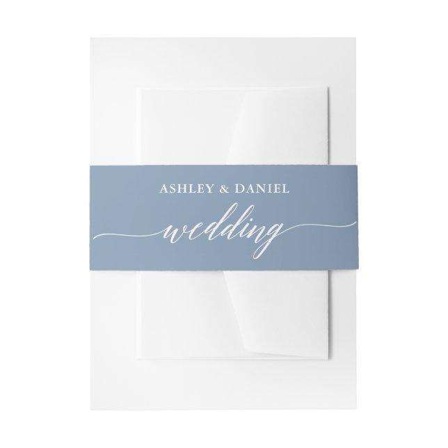 Bandeau De Faire-part Calligraphie moderne Mariage Dusty Blue (Devant example)
