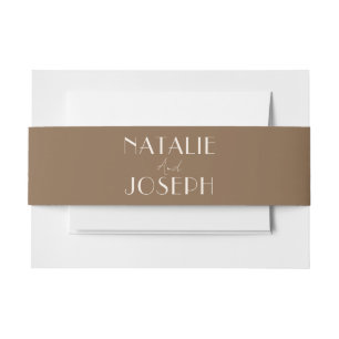 Bandeau De Faire-part Caramel marron élégant Vieux Argent Mariage élégan