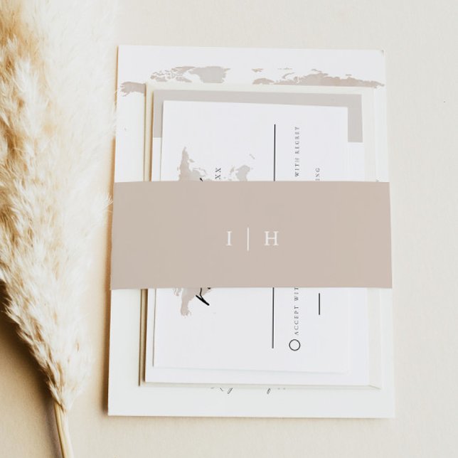 Bandeau De Faire-part CARMEN Simple Minimaliste Crème Mariage beige (Créateur téléchargé)