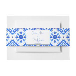 Bandeau De Faire-part Carreaux bleus Bougainvillea citrons mariage éléga