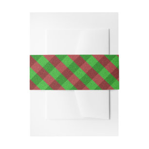 Bandeau De Faire-part Carreaux Rouges & Verts Pailletés