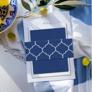 Bandeau De Faire-part Carrelage bleu et blanc méditerranéen Mariage