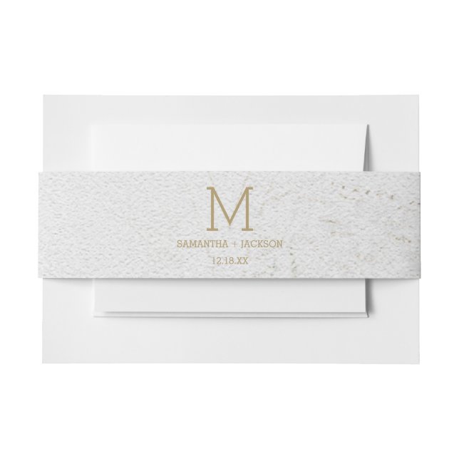 Bandeau De Faire-part Carte Gold Foil World Destination Mariage Monogram (Devant Example)
