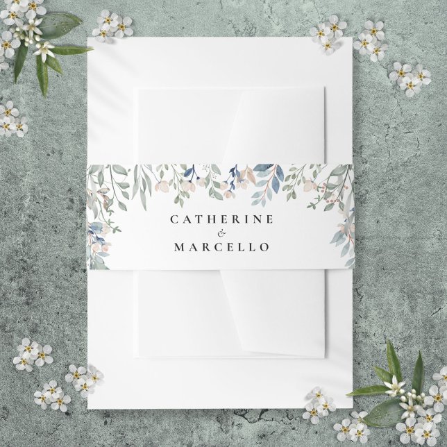 Bandeau De Faire-part Cascade Florale Mariage moderne élégant (Floral Cascade Modern Elegant Wedding Invitation Belly Band)