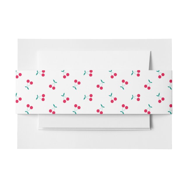 Bandeau De Faire-part Cerise mignonne Cerises esthétiques Motif Blanc (Devant Example)