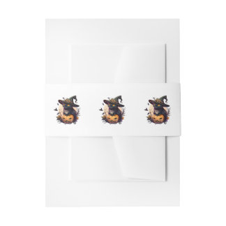 Bandeau De Faire-part Chat de sorcière pour Halloween