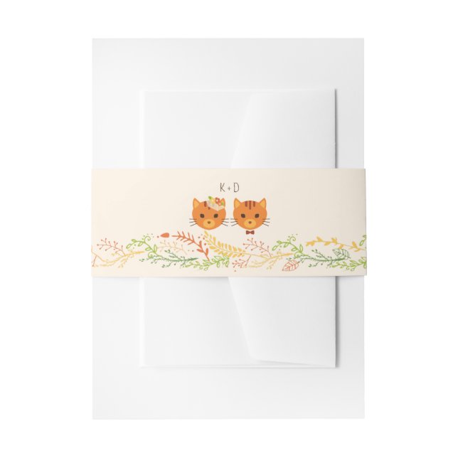 Bandeau De Faire-part Chats de Forêt Whimsical (Crème) Mariage rustique (Devant example)