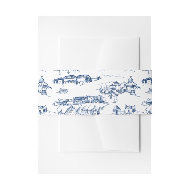Bandeau De Faire-part Chattanooga Toile Navy et Blanc (Devant example)