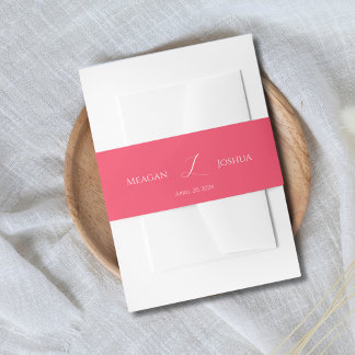 Bandeau De Faire-part Chaud rose Monogram Faire-part de mariage Bande de