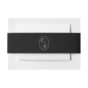 Bandeau De Faire-part Chemise de mariage à monogramme en noir tie