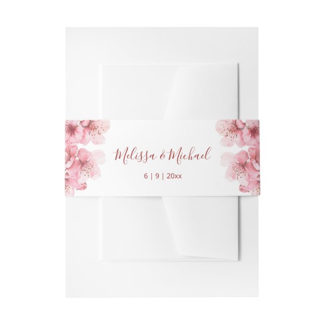 Bandeau De Faire-part Cherry Blossom Pink White Wedding (Devant example)