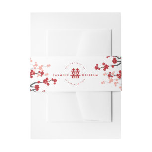 Bandeau De Faire-part Cherry Blossoms & Double Bonheur Mariage chinois