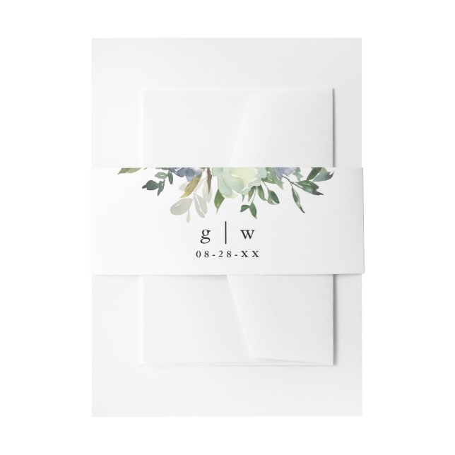 Bandeau De Faire-part Chic Bouquet Monogrammes et Date Mariage (Devant example)
