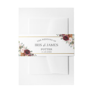 Bandeau De Faire-part Chic Bourgogne Burnt Orange Floral Mariage