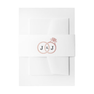 Bandeau De Faire-part Chic Faux Rose Gold Foil Monogramme Mariage Cercle