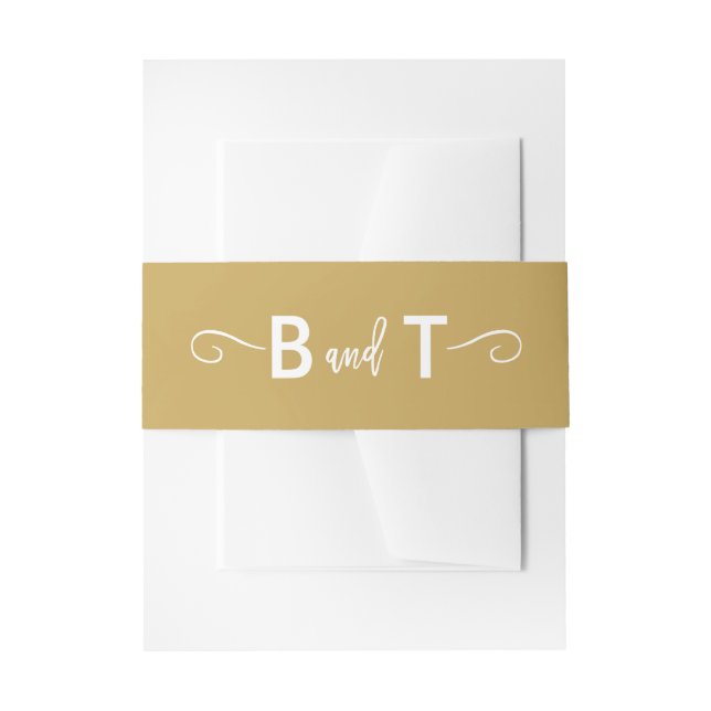 Bandeau De Faire-part Chic Hand Lettré Gold Invitation Belly Band (Devant example)