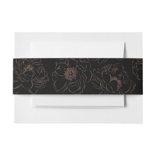 Bandeau De Faire-part Chic Rose Gold Black Floral Mariage
