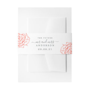 Bandeau De Faire-part Chic Script Future M. Mme Coral Mariage Floral