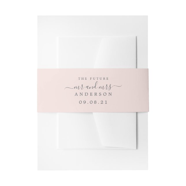 Bandeau De Faire-part Chic Script Future M. Mme Pastel Mariage rose (Devant example)