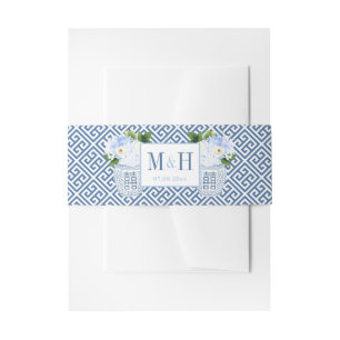 Bandeau De Faire-part Chinoiserie Chic Mariage Aquarelle Bleu Et Blanc