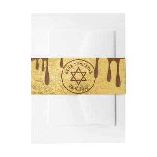 Bandeau De Faire-part Chocolat Or Brun Bar Mitzvah ou Bat Mitzvah