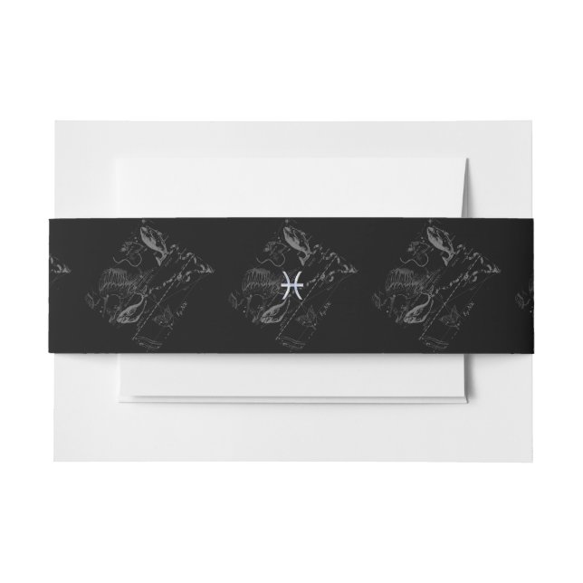 Bandeau De Faire-part Chrome comme Pisces Zodiac Connexion Black Heveliu (Devant Example)