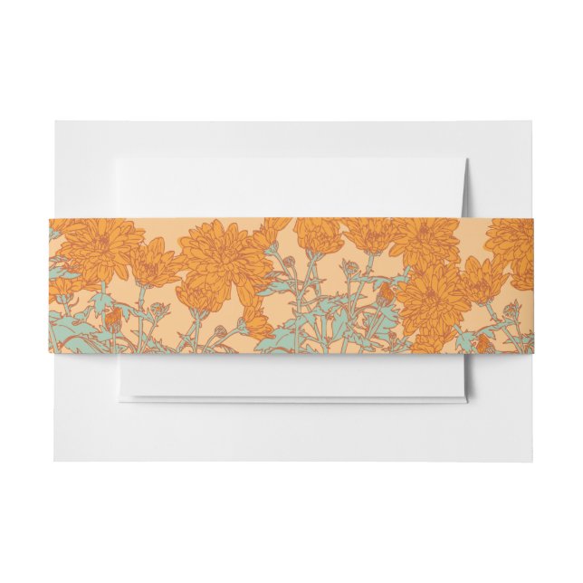 Bandeau De Faire-part Chrysanthemum mariage de automne à fleurs orangées (Devant Example)