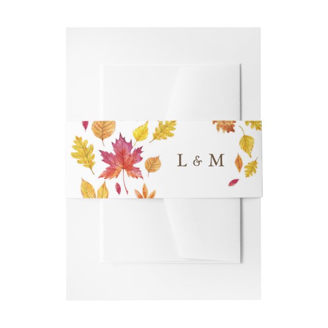 Bandeau De Faire-part Chute Feuille Garland Automne Mariage Monogramme (Devant example)