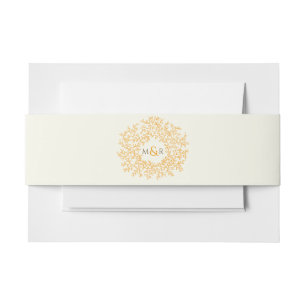 Bandeau De Faire-part Chute feuilles orange sur le mariage blanc monogra