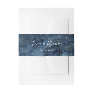 Bandeau De Faire-part Ciel nocturne céleste   Mariage or