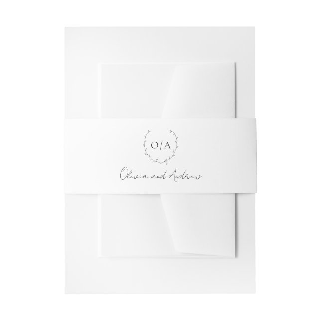 Bandeau De Faire-part Cimetière à couronne classique Monogramme Mariage  (Devant example)