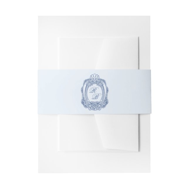 Bandeau De Faire-part Cimier baroque Paraphe bleu Mariage (Devant example)