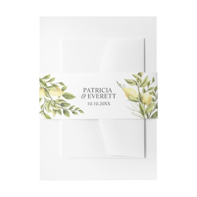 Bandeau De Faire-part Citrons et feuilles Nom et date du monogramme (Devant example)