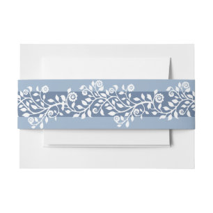 Bandeau De Faire-part Classé Vintage Floral Arabesque Boho Dusty Blue