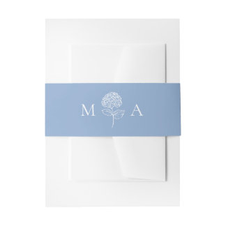 Bandeau De Faire-part Classic Blue Hydrangea Monogram Wedding