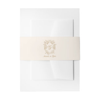 Bandeau De Faire-part Classic Brown Monogram Crest Invitation Belly Band