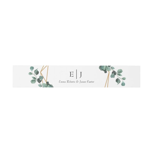 Bandeau De Faire-part Classic Greenery Monogram Invitation Belly Band (Plat)