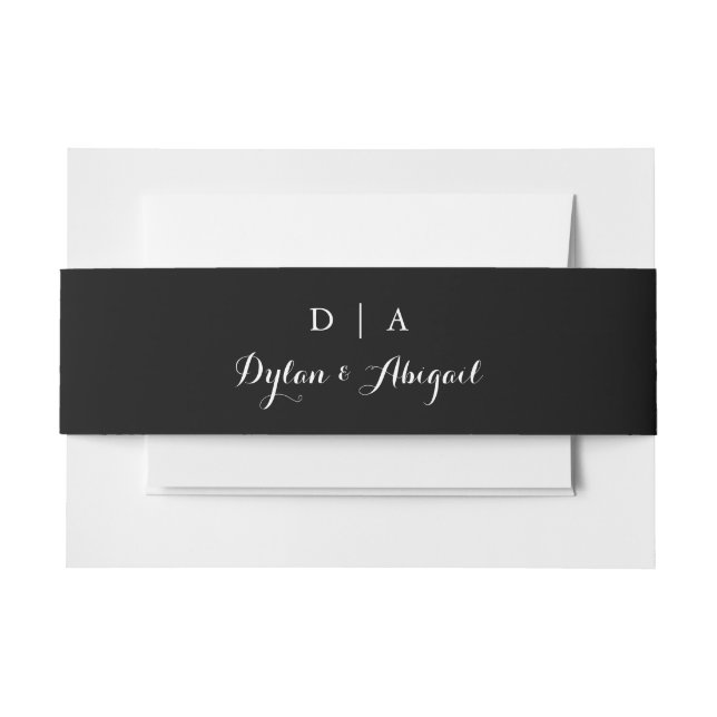 Bandeau De Faire-part Classic Monogrammed Bllack Mariage Belly Band (Devant Example)