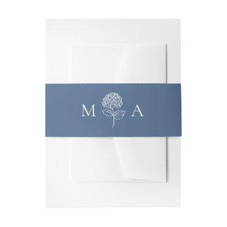 Bandeau De Faire-part Classic Navy Hydrangea Monogram Wedding