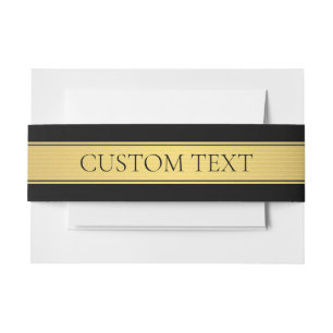 Bandeau De Faire-part Classy Faux Gold Stripe & Black Arrière - plan ou 