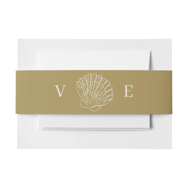 Bandeau De Faire-part Coastal Gold & Ivory Hand Drawn Seashell Monogram (Devant Example)
