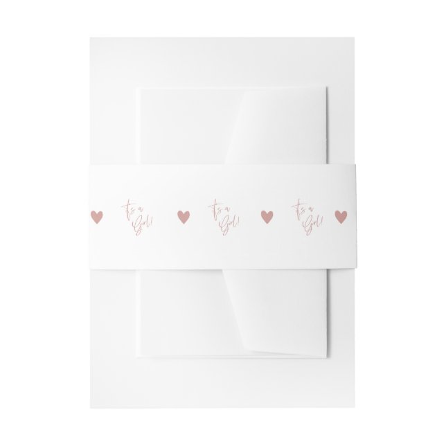 Bandeau De Faire-part Coeur de Baby shower rose et Rose (Devant example)
