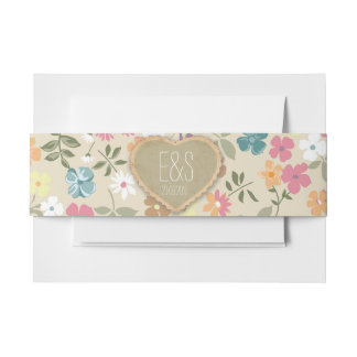 Bandeau De Faire-part Coeur floral Invitation personnalisée Bandes de ve