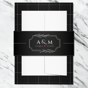Bandeau De Faire-part Coeur noir minimaliste
