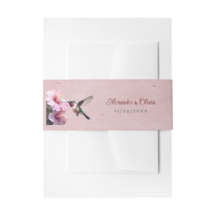 Bandeau De Faire-part Colibri et Mariage d'Hibiscus Rose