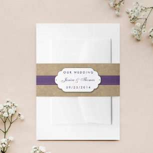 Bandeau De Faire-part Collection Kraft, dentelle et tournesol - violet
