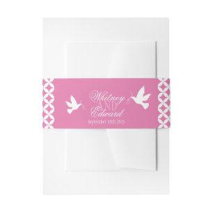 Bandeau De Faire-part colombes blanches mariages sur bande rose