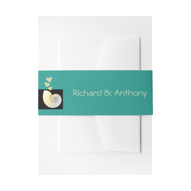 Bandeau De Faire-part Coquillage et Coeurs, Mariage plage (Devant example)